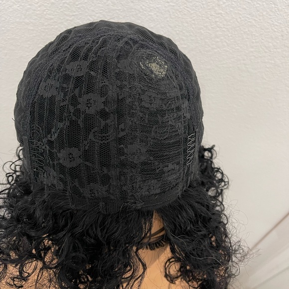 New! Unused! Short curly Human Hair Glueless Wig (No Lace, All wefts) Natural Bl - Picture 8 of 10